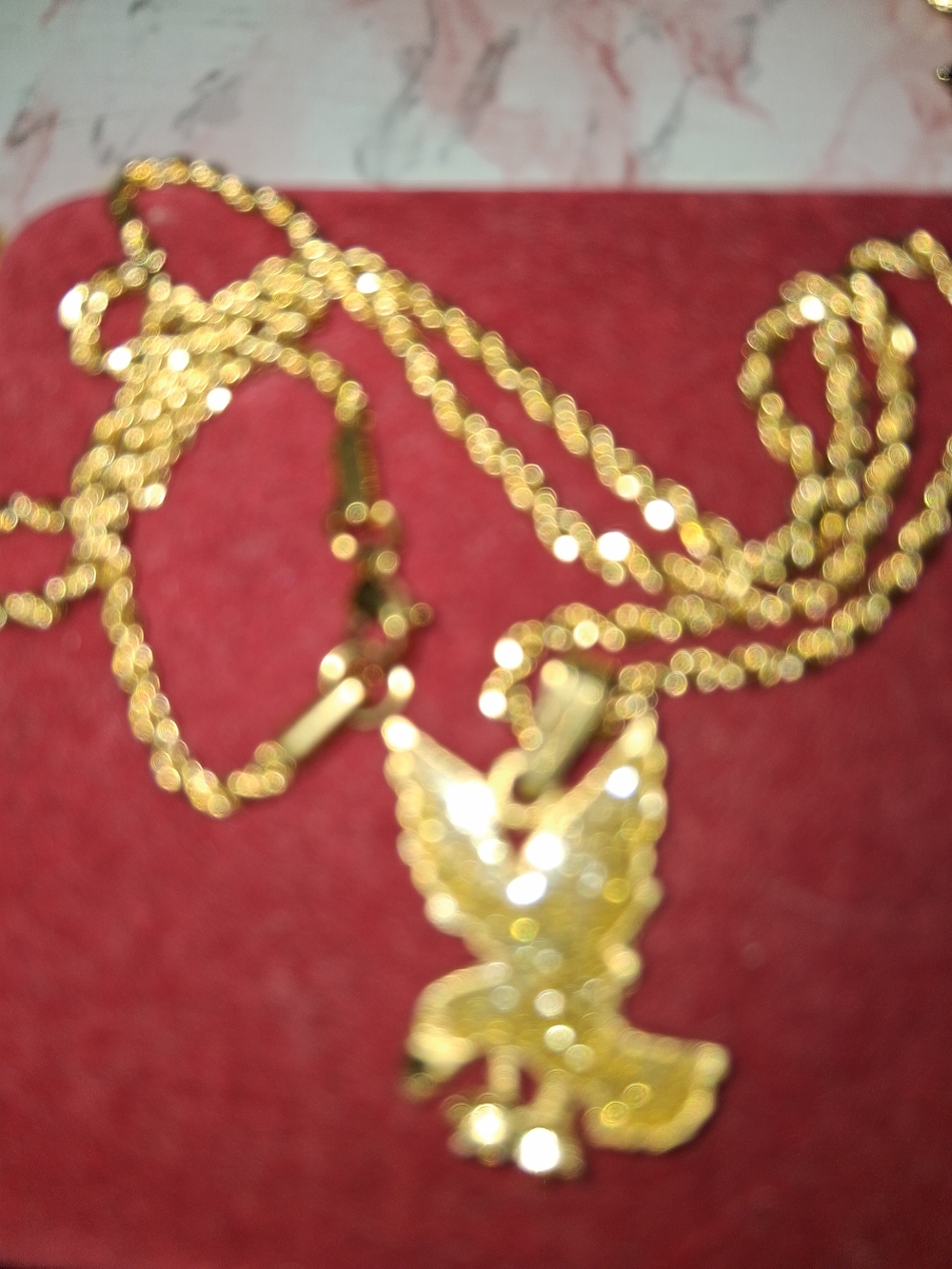 Source Unknown Gold Eagle Pendant Necklace